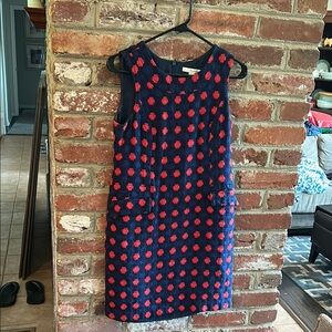 Boden Red and Blue Sleeveless Sheath Dress